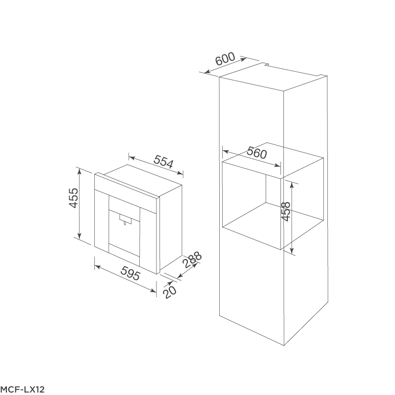 Kích thước máy pha cà phê Malloca MCF-LX12 Kích thước máy pha cà phê Malloca MCF-LX12