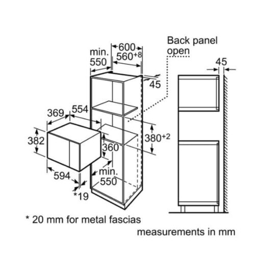 Lò vi sóng Bosch HMT75M654B 4 Kích thước của Lò vi sóng Bosch HMT75M654B