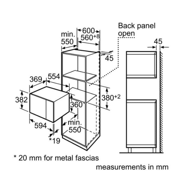 Kích thước của Lò vi sóng Bosch HMT84M654 Kích thước của Lò vi sóng Bosch HMT84M654