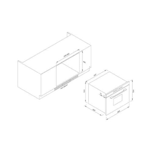Lò vi sóng Malloca MW35-IX03 Kính Đen 4 Kích thước của Lò vi sóng Malloca MW35-IX03 Kính Đen