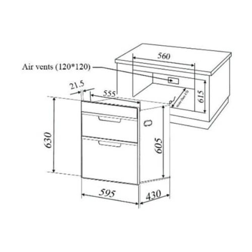 Máy sấy bát Malloca MDC-11E 3 Kích thước của Máy sấy bát Malloca MDC-11E
