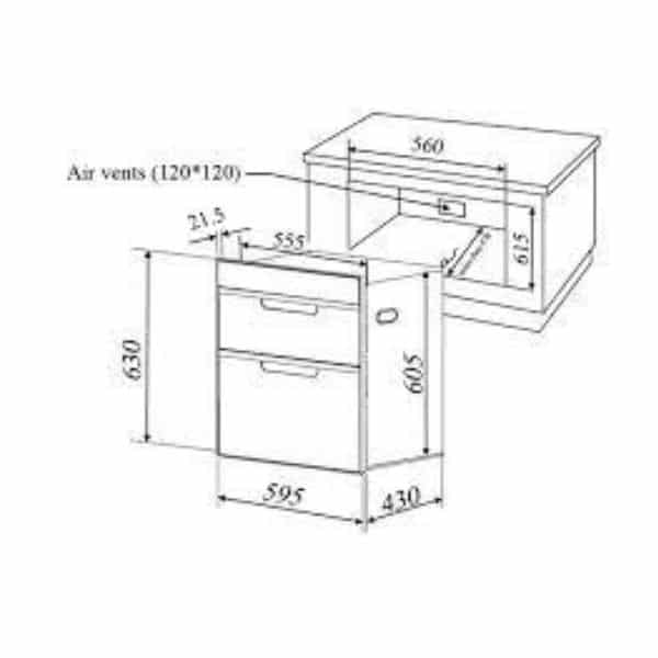 Kích thước của Máy sấy bát Malloca MDC-21C Kích thước của Máy sấy bát Malloca MDC-21C