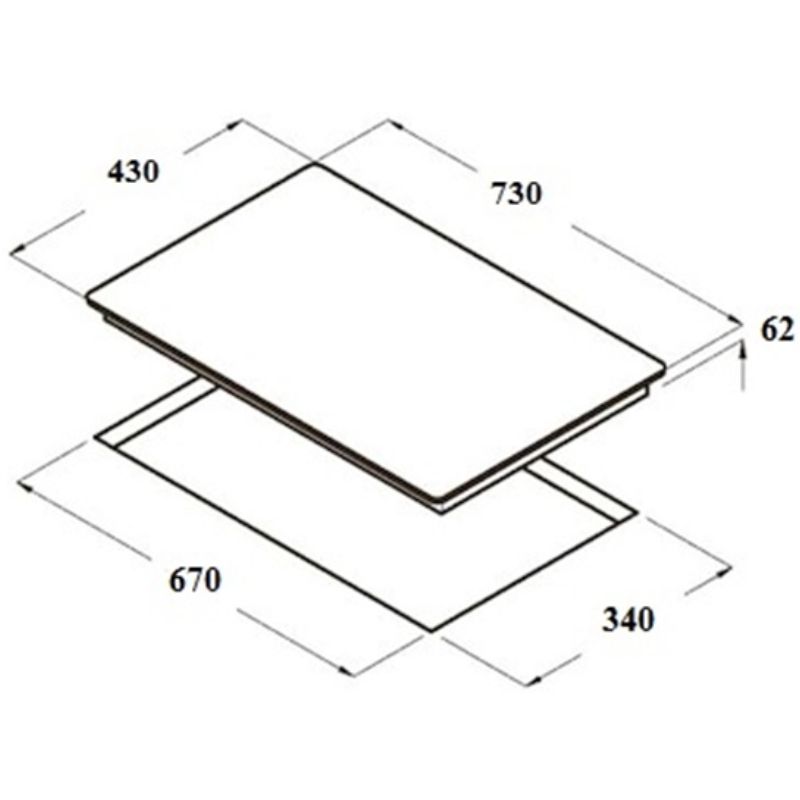 Kích thước bếp từ Cata IB 1822 BK Kích thước bếp từ Cata IB 1822 BK
