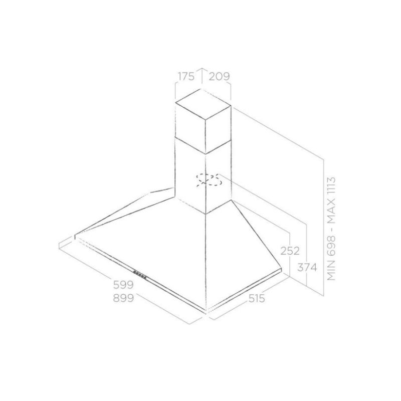 Kích thước máy hút mùi Elica TAMAYA PB BL/A/90 Kích thước máy hút mùi Elica TAMAYA PB BL/A/90