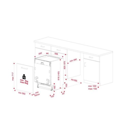 Máy rửa chén Teka DFI 46700 220 50 WH 3 Kích thước máy rửa chén Teka DFI 46700 220 50 WH