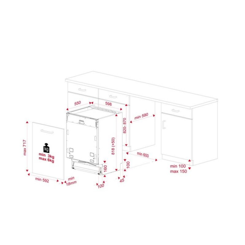Kích thước máy rửa chén Teka DFI 46700 220 50 WH Kích thước máy rửa chén Teka DFI 46700 220 50 WH