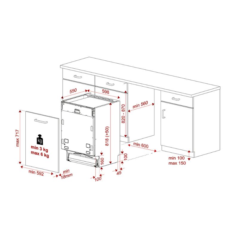 Kích thước máy rửa chén TEKA DFI 46950 WH (replace DW8 59 FI) Kích thước máy rửa chén TEKA DFI 46950 WH (replace DW8 59 FI)