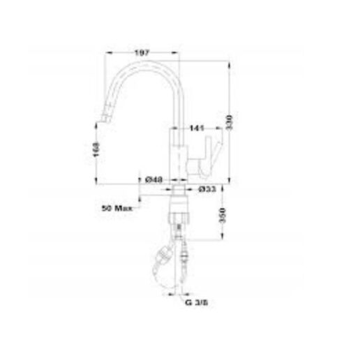 Vòi chậu rửa Teka pull out MTP 938 116020000 3 Kích thước của Vòi chậu rửa pull out MTP 938
