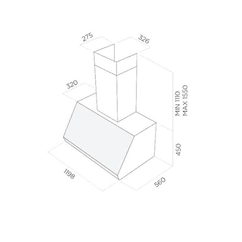 Kích thước máy hút mùi Elica PRO EUROPA IX/A/120 Kích thước máy hút mùi Elica PRO EUROPA IX/A/120
