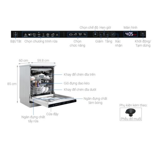 Máy rửa bát độc lập Beko DEN48520X 11 Kích thước máy rửa bát độc lập Beko DEN48520X