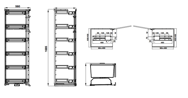 Tủ đồ khô Hafele Kosmo Kara Swing 548.65.842 7 Kích thước Tủ đồ khô Hafele Kosmo Kara Swing 548.65.842