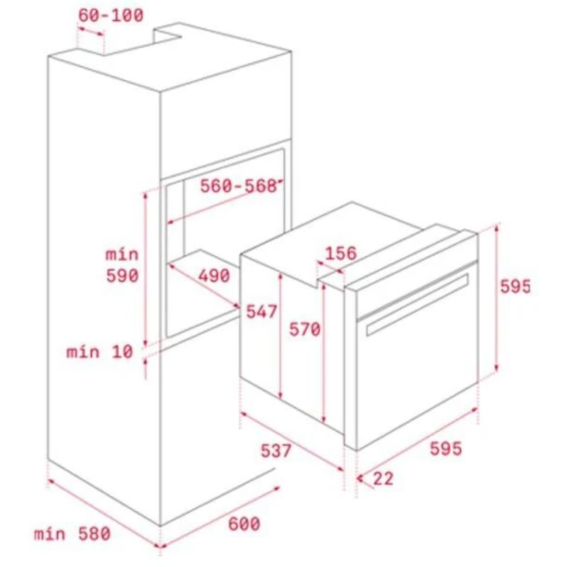 Kích thước lò nướng Teka HCB 6435 SS Kích thước lò nướng Teka HCB 6435 SS