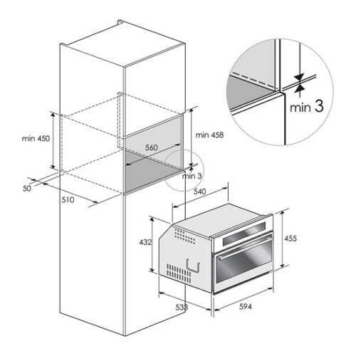 Lò vi sóng kết hợp nướng Dudoff Victoria 45S 3 Kích thước Lò vi sóng kết hợp nướng Dudoff Victoria 45S