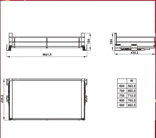 Kệ đựng xoong nồi Hafele Kason Kosmo 549.08.865 4 Kích thước kệ đựng xoong nồi Hafele Kason Kosmo 549.08.865
