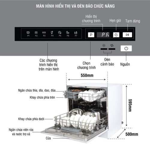 Máy rửa bát Kocher KDEU-8838BL 3 Thiết kế Máy rửa bát Kocher KDEU-8838BL