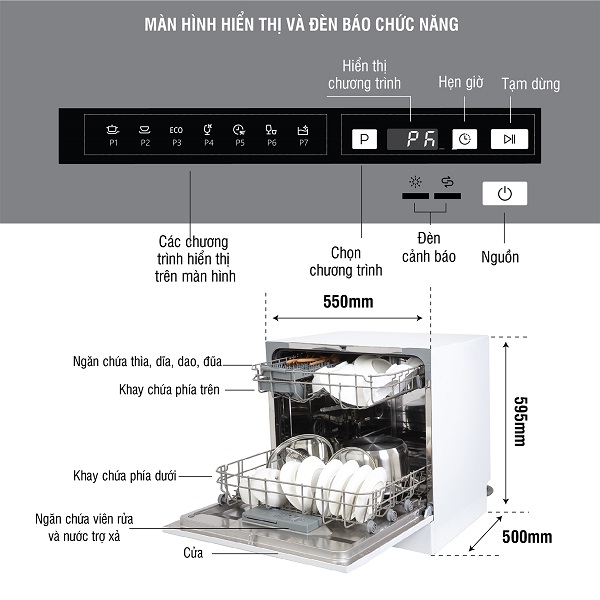kocher-kdeu-8838bl- Thiết kế Máy rửa bát Kocher KDEU-8838BL