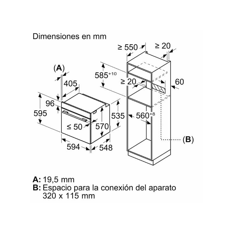 Kích thước lò nướng Bosch HRA512ES0 Kích thước lò nướng Bosch HRA512ES0
