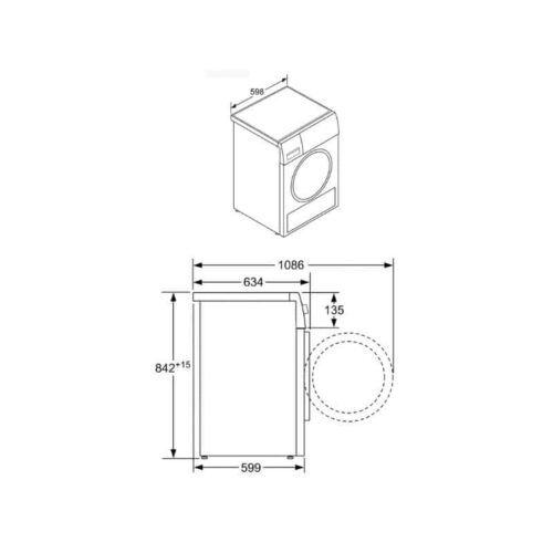 Máy sấy quần áo Bosch WTX87E40 Serie 8 5 Kích thước máy sấy quần áo Bosch WTX87E40