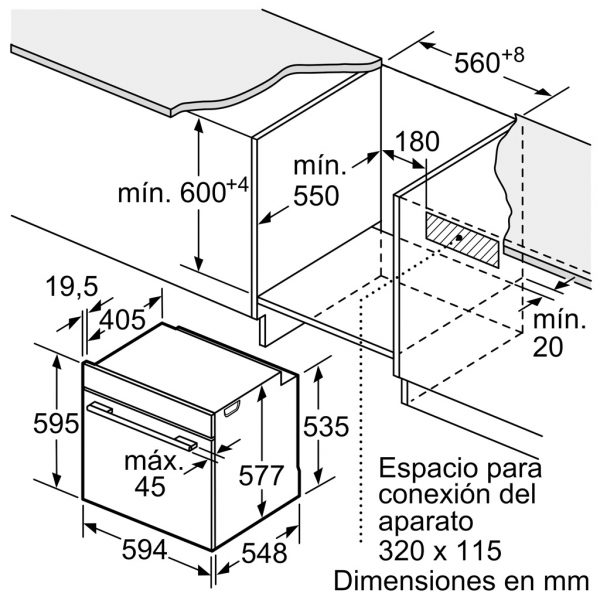 Lò nướng Bosch HBA5360B0K 8 Kích thước Lò nướng Bosch HBA5360B0K