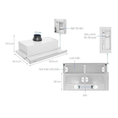 Máy hút mùi Hafele HH-S60A 533.89.041 3 Kích thước máy hút mùi Hafele HH-S60A 533.89.041
