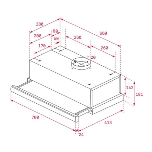 Máy hút mùi TEKA TL 7310 SS 113080003 7 Kích thước máy hút mùi âm tủ Teka TL 7310 SS