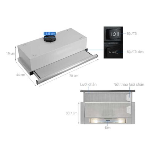 Máy hút mùi TEKA TL 7310 SS 113080003 6 Thông số Máy hút mùi âm tủ Teka TL 7310 SS