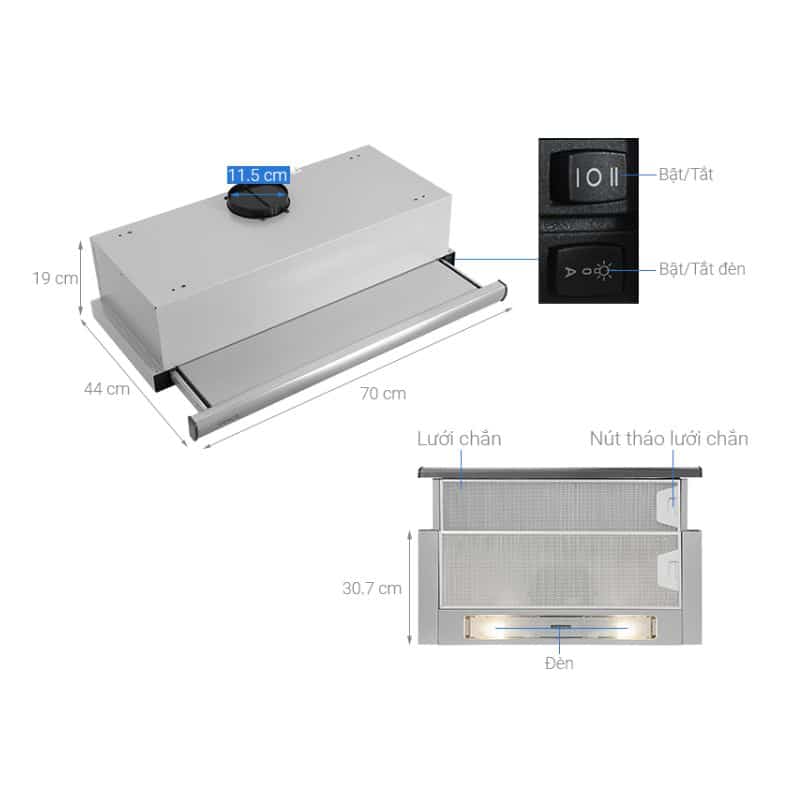 Thông số Máy hút mùi âm tủ Teka TL 7310 SS Thông số Máy hút mùi âm tủ Teka TL 7310 SS
