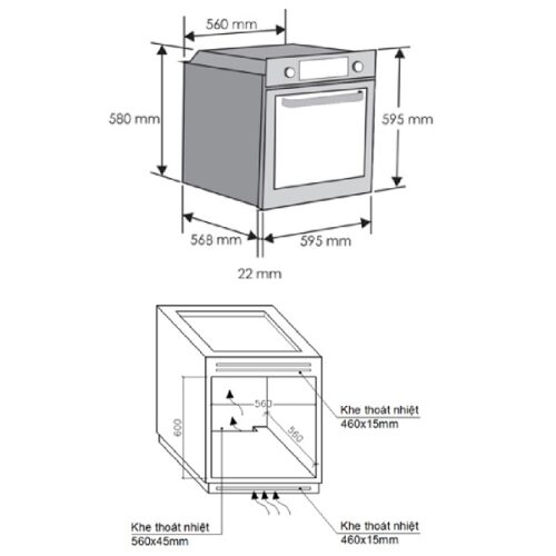 Lò nướng Rosieres RFN3151PN/E 5 Kích thước Lò nướng Rosieres RFN3151PN/E