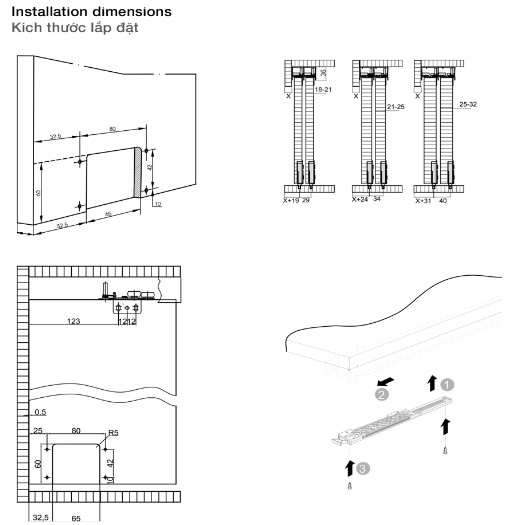 401-30-001-1 Phụ kiện cửa trượt Hafele 401.30.001