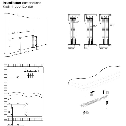 401-30-002-1 Phụ kiện cửa trượt tủ Slido Classic 50 IF Hafele 401.30.002