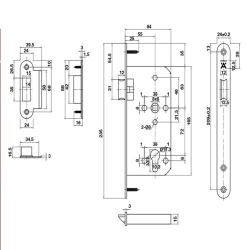 Thân khóa lưỡi gà C/C 72mm Hafele 911.23.428 3 Thiết kế của Thân Khóa Lưỡi Gà C/C 72mm Hafele 911.23.428
