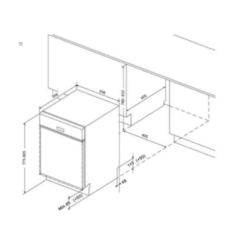 Máy rửa bát 15 bộ Eurosun SMK82EU87G 3 Kích thước máy rửa bát 15 bộ Eurosun SMK82EU87G