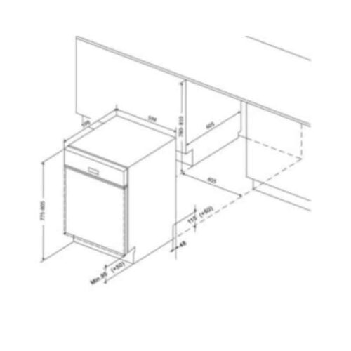 Máy rửa bát 16 bộ Eurosun SMK82EU88G 3 Kích thước máy rửa bát 16 bộ Eurosun SMK82EU88G