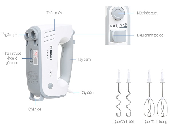Máy trộn và máy đánh trứng Bosch MFQ36400