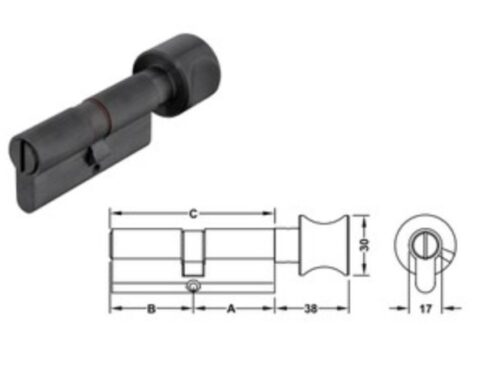 Ruột khóa 1 đầu chìa 1 đầu vặn Hafele 916.08.422, 63mm Đồng thau
