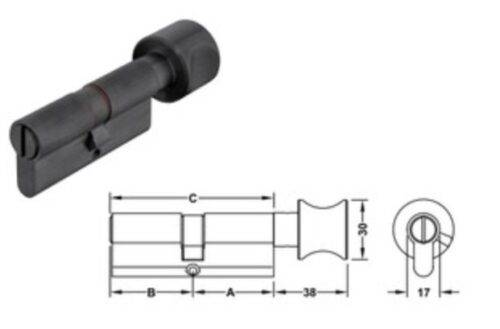 Ruột khóa 1 đầu chìa, 1 đầu vặn Hafele 916.08.424, 71mm Đồng thau