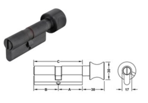 Ruột khóa 1 đầu chìa, 1 đầu vặn Hafele 916.08.425, 81mm Đồng thau
