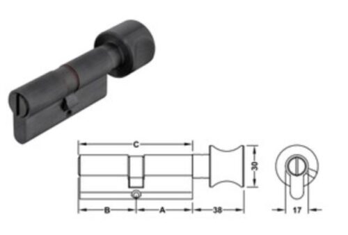 Ruột khóa 1 đầu chìa, 1 đầu vặn Hafele 916.08.426, 91mm Đồng thau