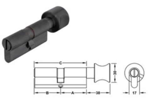 Ruột khóa 1 đầu chìa, 1 đầu vặn Hafele 916.08.427, 101mm Đồng thau