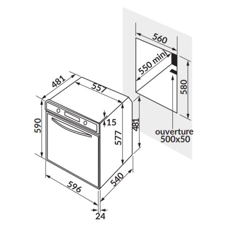 Kích thước lò nướng điện ROSIERES RF43IN Kích thước lò nướng điện ROSIERES RF43IN