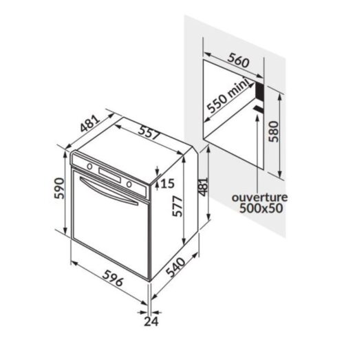 Lò nướng điện ROSIERES RF4620IN 3 Kích thước lò nướng điện ROSIERES RF4620IN