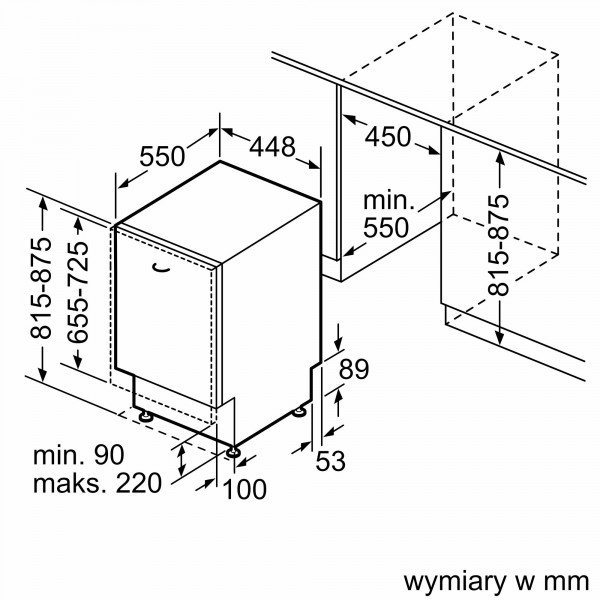 Máy rửa bát Bosch SRV4XMX16E 14 kích thước của Khay rửa của Máy rửa bát Bosch SRV4XMX16E
