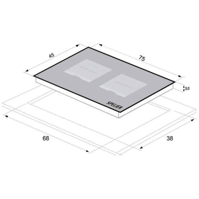 Kích thước của Bếp từ đôi Spelier SPE IC 1189 Kích thước của Bếp từ đôi Spelier SPE IC 1189
