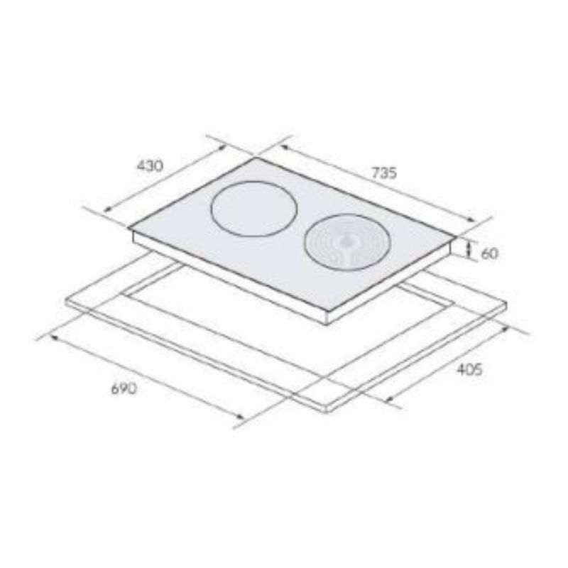 Kích thước bếp từ kết hợp hồng ngoại Eurosun EU-TE226Pro Kích thước bếp từ kết hợp hồng ngoại Eurosun EU-TE226Pro