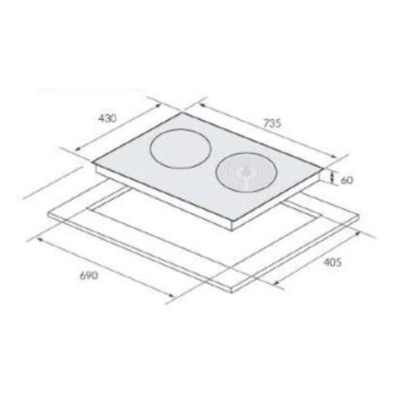Kích thước bếp từ kết hợp hồng ngoại Eurosun EU-TE259Pro Kích thước bếp từ kết hợp hồng ngoại Eurosun EU-TE259Pro