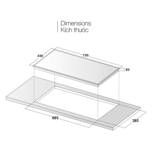 Bếp từ kết hợp hồng ngoại Eurosun EU-TE799Pro 11 Kích thước bếp từ kết hợp hồng ngoại Eurosun EU-TE799Pro