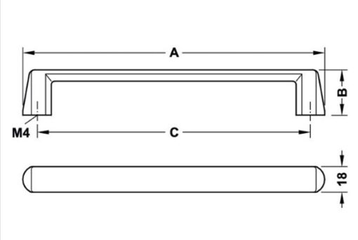 106.69.607_1 Tay nắm tủ Hafele Nicken mờ 212 x 32mm 106.69.607