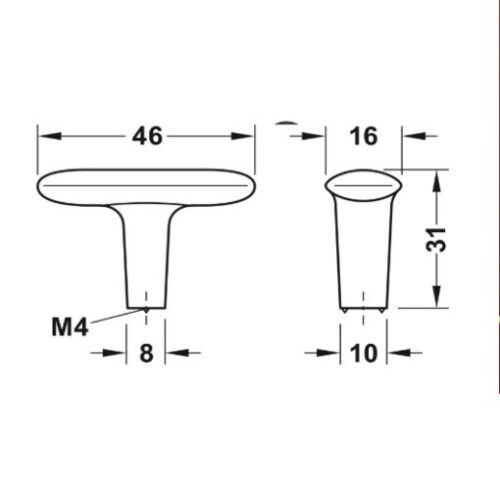 Tay nắm tủ Hafele màu đen mờ 46mm 106.70.120 3 Tay nắm tủ Hafele màu đen mờ 46mm 106.70.120