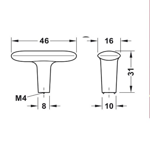 106.70.120_1 Tay nắm tủ Hafele màu đen mờ 46mm 106.70.120