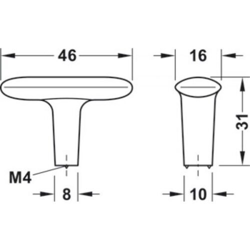Tay nắm vàng mờ 46x31mm Hafele 106.70.123 3 Tay nắm vàng mờ 46x31mm Hafele 106.70.123